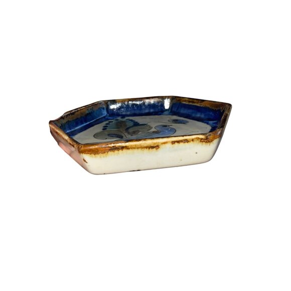 Ken Edwards Vintage Dish Plate Bowl Tonala Pottery Bird Butterfly Drip Glaze - Picture 3 of 7